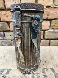 WW2 ORIGINAL GERMAN GAS MASK CANISTER CAN BARN FIND from KURLAND