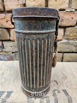 WW2 ORIGINAL GERMAN GAS MASK CANISTER CAN BARN FIND from KURLAND