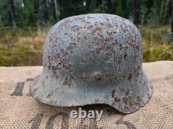 WW2 ORIGINAL GERMAN GERMAN M42 HELMET UNTOUCHED BATTLEFIELD RELIC from KURLAND