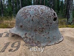 WW2 ORIGINAL GERMAN GERMAN M42 HELMET UNTOUCHED BATTLEFIELD RELIC from KURLAND