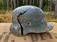 WW2 ORIGINAL GERMAN M35 ET66 WINTER CAMO BATTLEDAMAGED HELMET RELIC from KURLAND