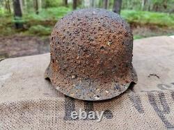 WW2 ORIGINAL GERMAN M42 HELMET RELIC of SS-NORDLAND from KURLAND