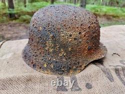 WW2 ORIGINAL GERMAN M42 HELMET RELIC of SS-NORDLAND from KURLAND