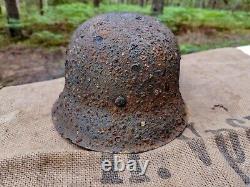 WW2 ORIGINAL GERMAN M42 HELMET RELIC of SS-NORDLAND from KURLAND