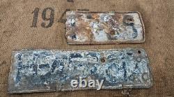 WW2 ORIGINAL GERMAN VEHICLE ZINC LICENSE PLATES 14. Pz. Div. RELIC from KURLAND