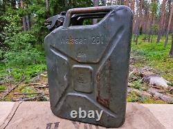 WW2 ORIGINAL GERMAN WASSER WATER JERRY CAN BARN FIND from KURLAND 14. Panzer Div