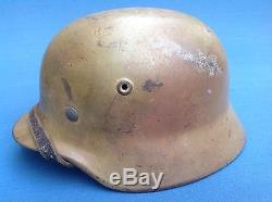 Ww2 Original Normandy Camouflage German Combat Helmet & Liner, Quist Maker