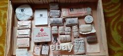 WW2 Original DRK German Red Cross boxes (3) a metal cabinet and various items