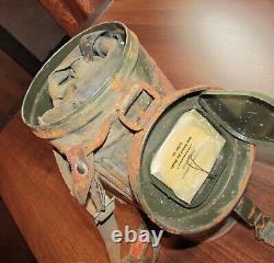 WW2 Original German Gas Mask and Canister Dated 1943