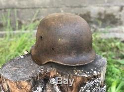 WW2 Original German Helmet M40, Battle Damage, Shooted, From Battle Of Kurland