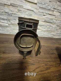 WW2 Original German Luftwaffe mask container, tin, blue paint, name, dated