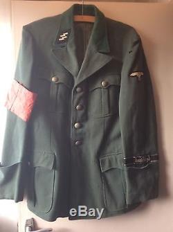 WW2 Original German SS Jacket/Coat Rare Hammer Head Eagle and Owners Name Tag