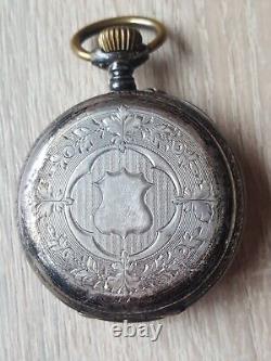 WW2 Original German officer pocket watch, silver 800