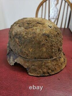 WW2 Original M42 German Helmet relic with VERY RARE wire band