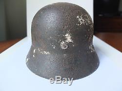 WW2 Rare German Wehrmacht original helmet winter camouflage, decal