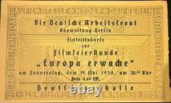 WW2 WWII German Cinema Ticket Rare Original Europa Erwache 1938