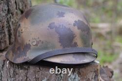 WW2 WWII Original German Camo Helmet, Very Rare, Size 72, Mark. 474