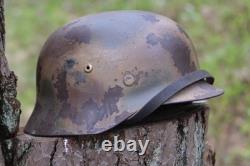 WW2 WWII Original German Camo Helmet, Very Rare, Size 72, Mark. 474