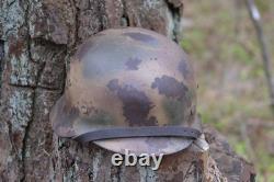 WW2 WWII Original German Camo Helmet, Very Rare, Size 72, Mark. 474