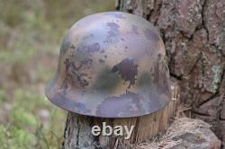 WW2 WWII Original German Camo Helmet, Very Rare, Size 72, Mark. 474