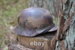 WW2 WWII Original German Camo Helmet, Very Rare, Size 72, Mark. 474