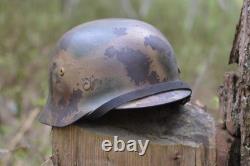 WW2 WWII Original German Camo Helmet, Very Rare, Size 72, Mark. 474