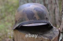 WW2 WWII Original German Camo Helmet, Very Rare, Size 72, Mark. 474