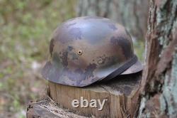 WW2 WWII Original German Camo Helmet, Very Rare, Size 72, Mark. 474