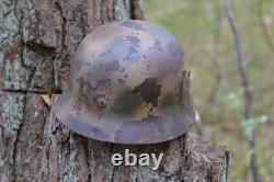 WW2 WWII Original German Camo Helmet, Very Rare, Size 72, Mark. 474