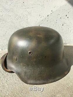 WW2 WWII Original German M42 Luft Tri color Normandy Camo Helmet