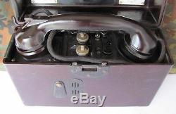 WWII 1940 ORIGINAL GERMAN BAKELITE BOX HAND CRANKED FIELD RADIO TELEPHONE WaA