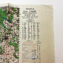 WWII 1944 Artillery Map War Office Map Chartres France German Normandy Retreat