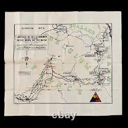 WWII 1945 ETO Theater Printed 5th Armored Division France German Campaign Map
