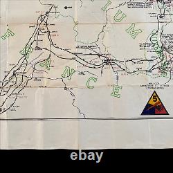 WWII 1945 ETO Theater Printed 5th Armored Division France German Campaign Map