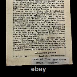 WWII D-Day Operation Cobra Brest 1944 Allied Dropped German Propaganda Leaflet