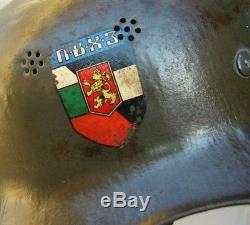 WWII GERMAN Luftschutz Gladiator helmet 1943 stamps ORIGINAL VG Bulgarian decal