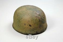 WWII GERMAN M-38 CAMOUFLAGED PARATROOPER HELMET withUNIT INSIGNIA ORIGINAL