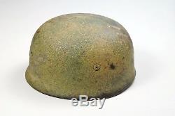 WWII GERMAN M-38 CAMOUFLAGED PARATROOPER HELMET withUNIT INSIGNIA ORIGINAL