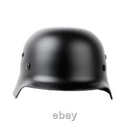 WWII German Elite M35 Steel Helmet Stahlhelm Retro Replica Headwear Glossy Black
