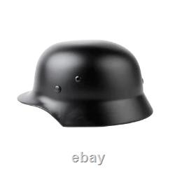 WWII German Elite M35 Steel Helmet Stahlhelm Retro Replica Headwear Glossy Black