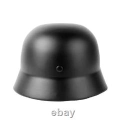 WWII German Elite M35 Steel Helmet Stahlhelm Retro Replica Headwear Glossy Black