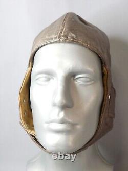 WWII German Luftwaffe Pilot Aviator Brown Leather Flight Helmet Bonnet Prym