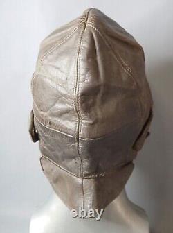 WWII German Luftwaffe Pilot Aviator Brown Leather Flight Helmet Bonnet Prym