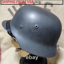 WWII German M40 Original Helmet, Restored Steel Shell, Size 64, WW2 57- 59 cm