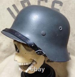 WWII German M40 Original Helmet, Restored Steel Shell, Size 64, WW2 57- 59 cm