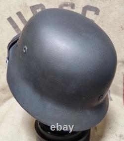 WWII German M40 Original Helmet, Restored Steel Shell, Size 64, WW2 57- 59 cm