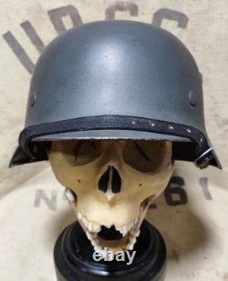 WWII German M40 Original Helmet, Restored Steel Shell, Size 64, WW2 57- 59 cm