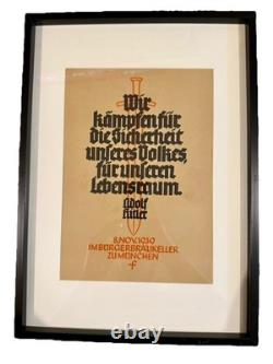 WWII German Poster 1939 Rare Original Framed