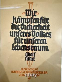 WWII German Poster 1939 Rare Original Framed