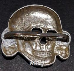 WWII German Skull TR Waffen SS Officer Visor Cap Badge RZM M 1/24 Original WW2